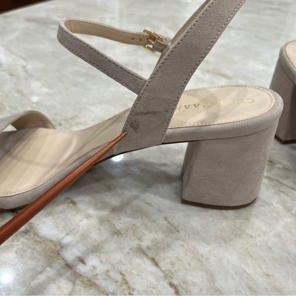 Cole Haan Josie Block Heel‎ Sandals | Mortar Suede | Size 11 - Picture 7 of 10